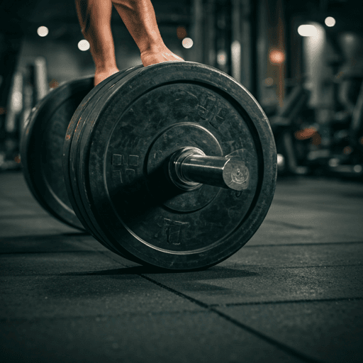 Athlete training with barbell in professional gym