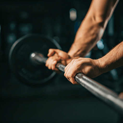 Trainer assisting client with barbell grip